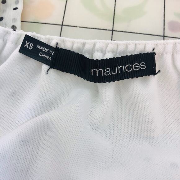 Maurices Fit & Flare Blue White Polka Dot Sundress Layered Handkerchief Hem - Picture 13 of 16